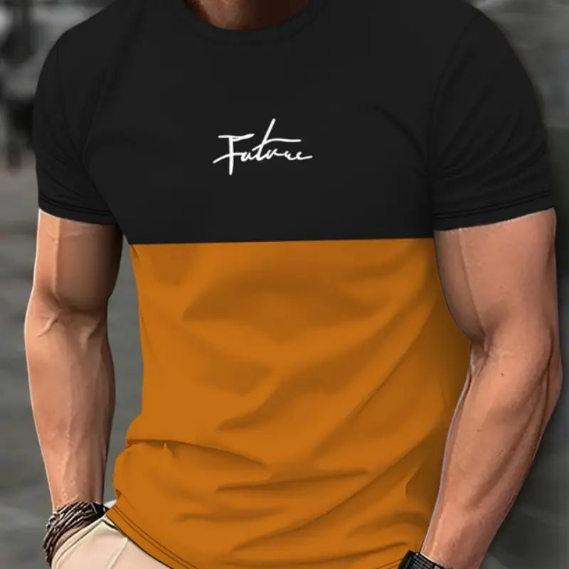 Men's Gradient Color Pattern TShirt Casual BreathO-Neck Short Sleeve Tee For Outdoor Activities Summer Oversized Streetwear Tops
