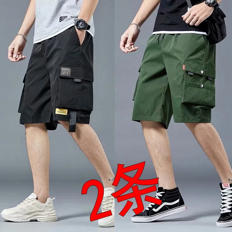 Loose Casual Basketball Shorts for Men Summer Trendy American Style Loose plus Size Workwear Five-Quarter Length Pants