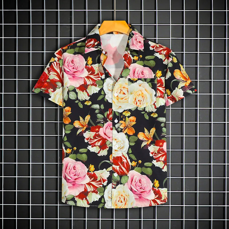Men's Short Sleeve Printed Shirt Haibinzoulu Fashion Tops Casual Summer Tee