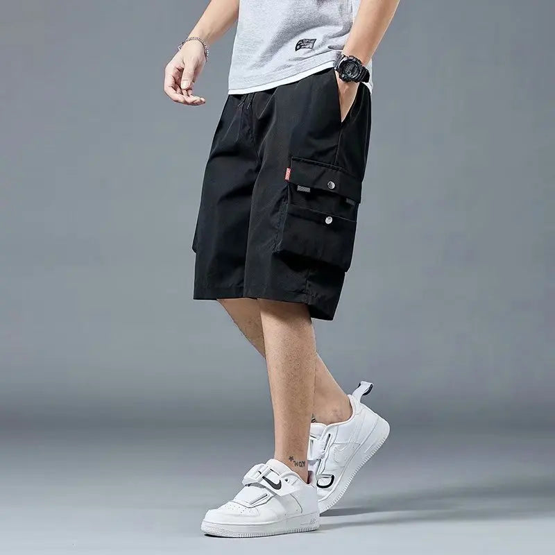 Loose Casual Basketball Shorts for Men Summer Trendy American Style Loose plus Size Workwear Five-Quarter Length Pants