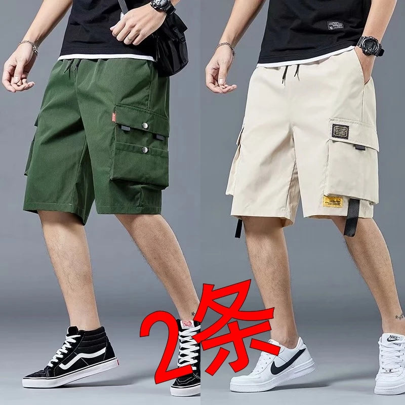 Loose Casual Basketball Shorts for Men Summer Trendy American Style Loose plus Size Workwear Five-Quarter Length Pants