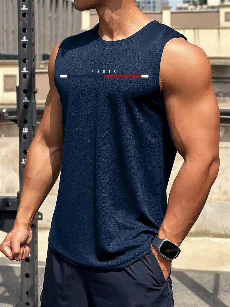 New Trend Men's Pull-Over Crew Neck Vest Mesh Fitness Breathable Vest Blazer Men's Quick Drying Sweat Absorption T-Shirt