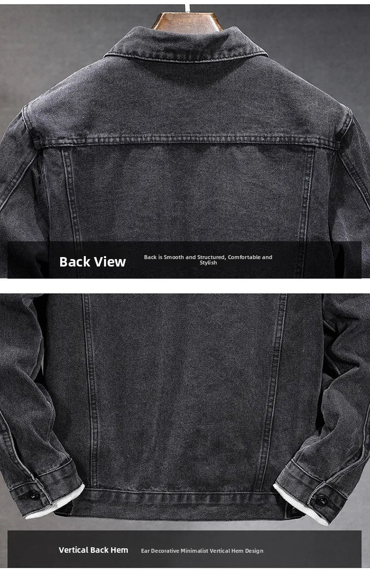 Casual Men's Denim Jacket Spring Autumn American Simple Trendy Hoodie Detachable Breathable Wear Resistant Windproof Sweat AB...