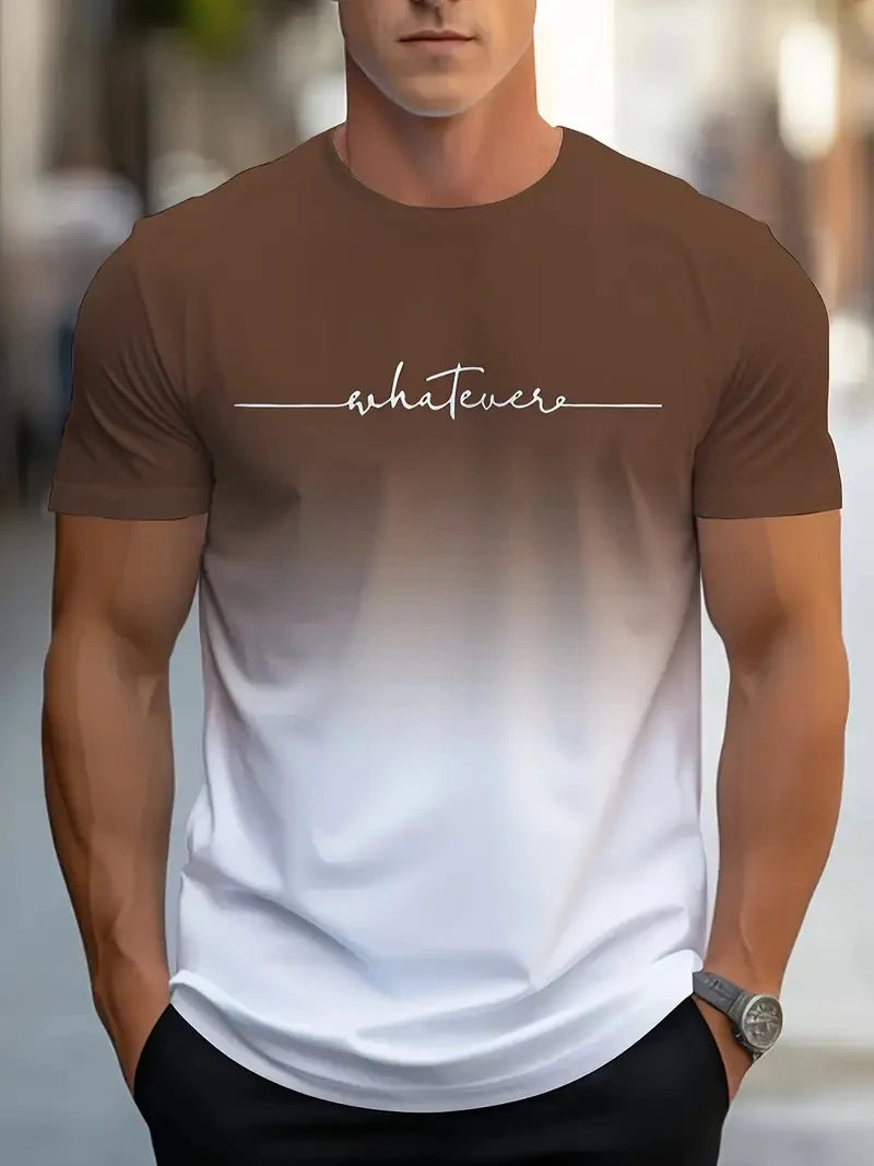 Men's Gradient Color Pattern TShirt Casual BreathO-Neck Short Sleeve Tee For Outdoor Activities Summer Oversized Streetwear Tops