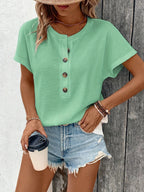 Europe and America large solid color short sleeve T-shirt women summer new loose V-neck casual all-matching three-point sleeve b