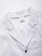Men's Casual Button Down Shirts Short Sleeve Textured Summer Beach Shirt Cuban Vacation Shirts with Pocket S-XXXL