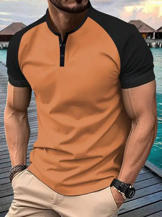 Men's Summer Quick-dry  Shirt Button-down Henry Collar Sport  Top Thin Cool Sensation Pure Color Other Style