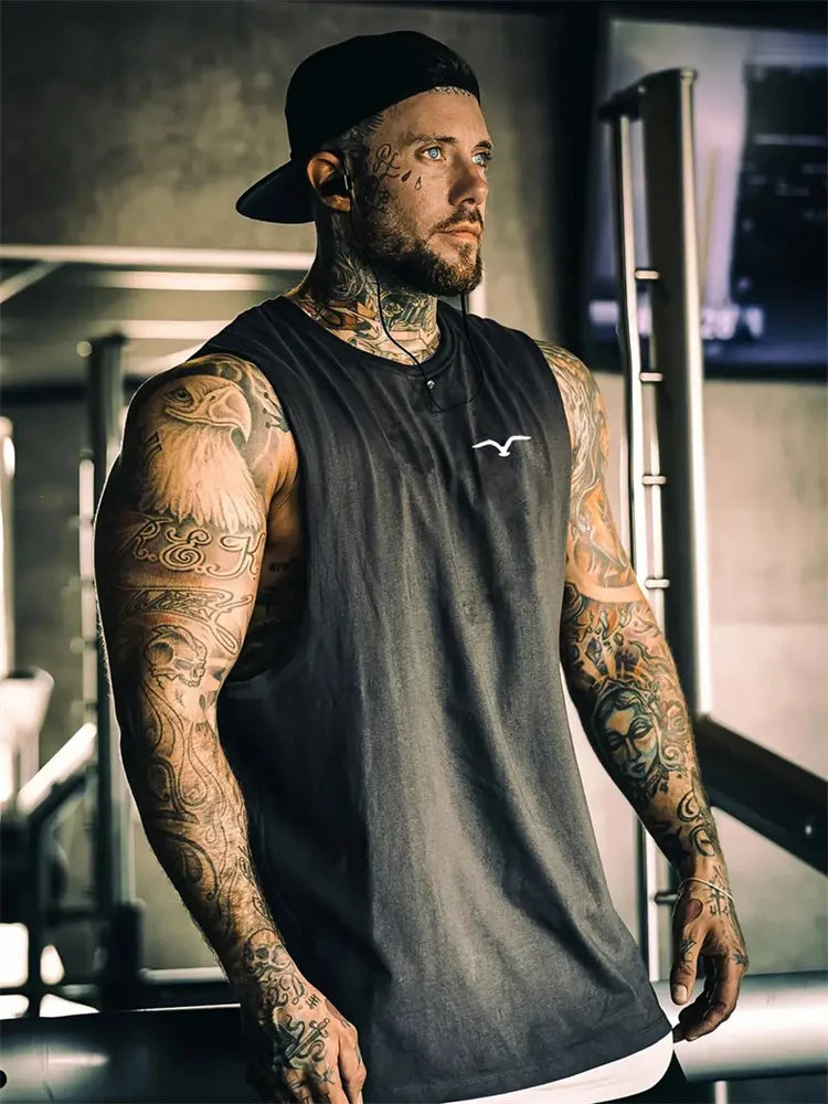New Trend Men's Pull-Over Crew Neck Vest Mesh Fitness Breathable Vest Blazer Men's Quick Drying Sweat Absorption T-Shirt