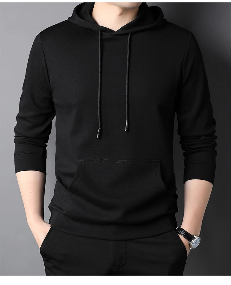 Spring Autumn Thin Pure Cotton Hoodie Men's Slim Fit Korean Sle Trendy  Color Long Sve T-irt Casual Comfortable