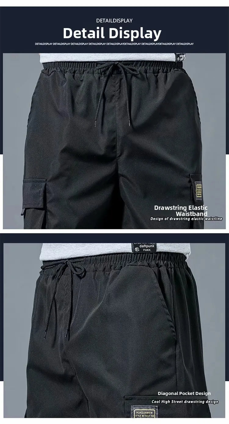 Loose Casual Basketball Shorts for Men Summer Trendy American Style Loose plus Size Workwear Five-Quarter Length Pants