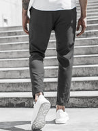 Men's Solid Color Casual Pants with Drawstring Waist Regular Fit Comfy Trousers with Pockets for Spring And Fall
