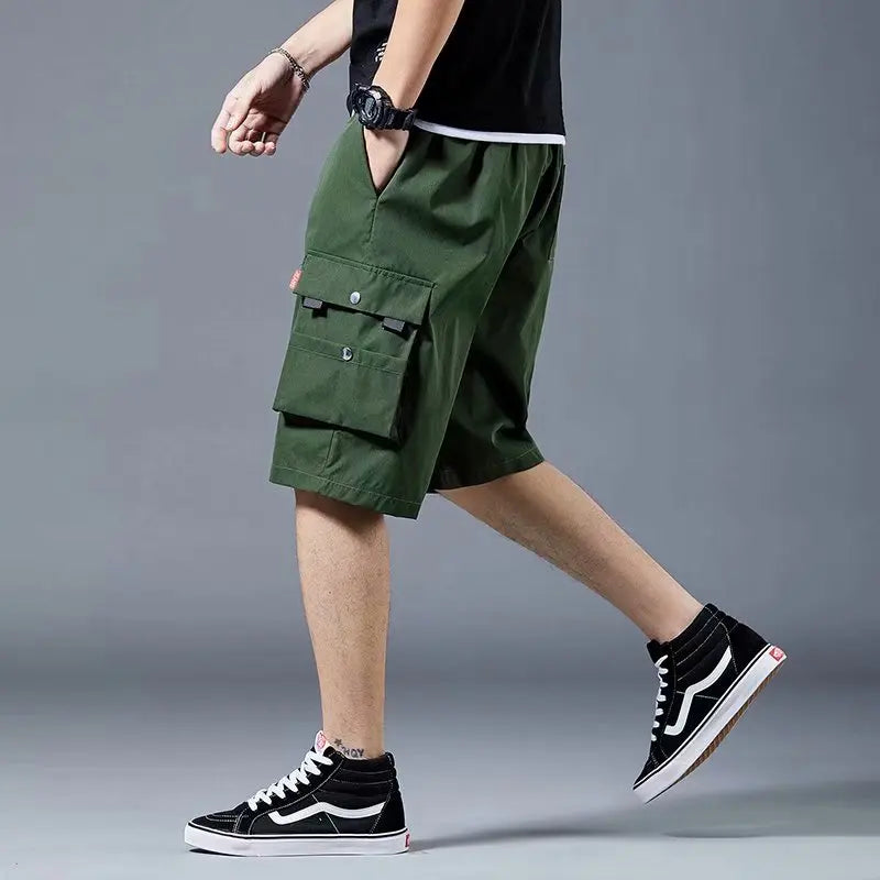 Loose Casual Basketball Shorts for Men Summer Trendy American Style Loose plus Size Workwear Five-Quarter Length Pants