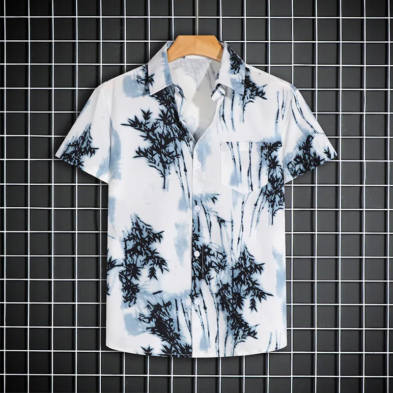 Men's Short Sleeve Printed Shirt Haibinzoulu Fashion Tops Casual Summer Tee