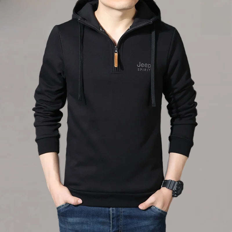 Spring Autumn Casual Hoodie Men Loose Fce Long Sve T-irt Sports Outerwear Comfortable Breathable Cotton Polyester Blend