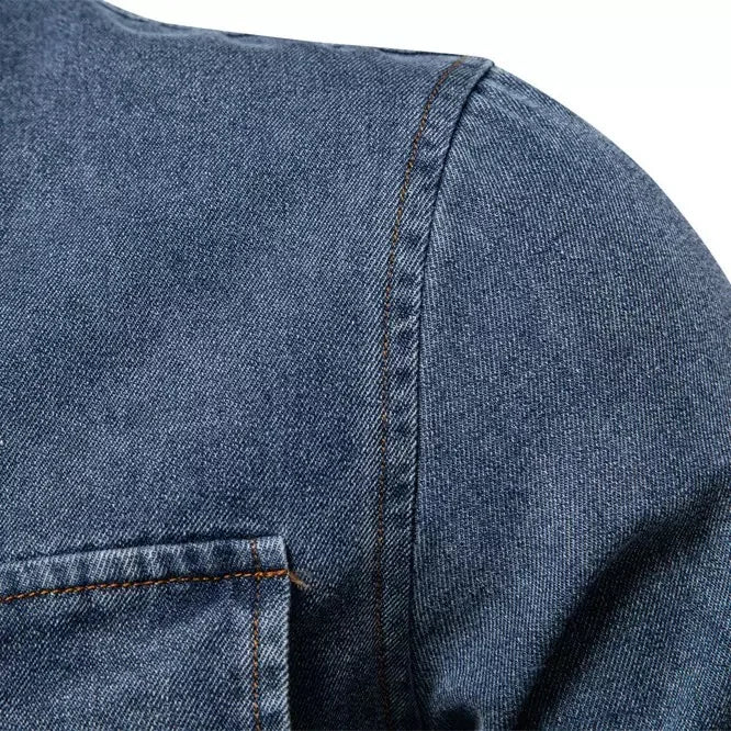 Autumn and Spring New Trend American Vintage Pure Cotton Long Sleeve Denim Shirt Men's Loose Sports Plus Size High-End Shirt