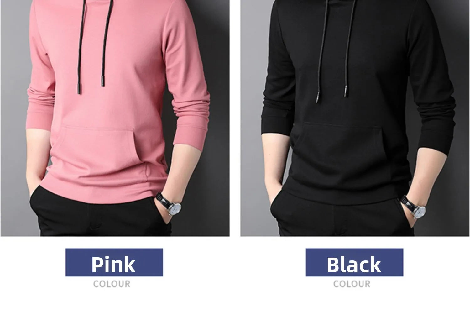 Spring Autumn Thin Pure Cotton Hoodie Men's Slim Fit Korean Sle Trendy  Color Long Sve T-irt Casual Comfortable