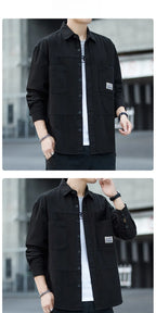 Men's Pure Cotton Long Sleeve Shirt Vintage Workwear Simple Style Autumn Winter New Arrival Casual Versatile Top Youth Fashion