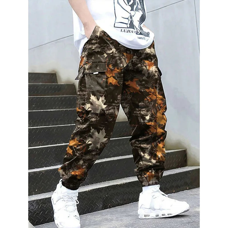 American Retro Printed Cargo Pants Straight Leg Neutral Style Casual Trousers for Men And Women Spring Season Fashion