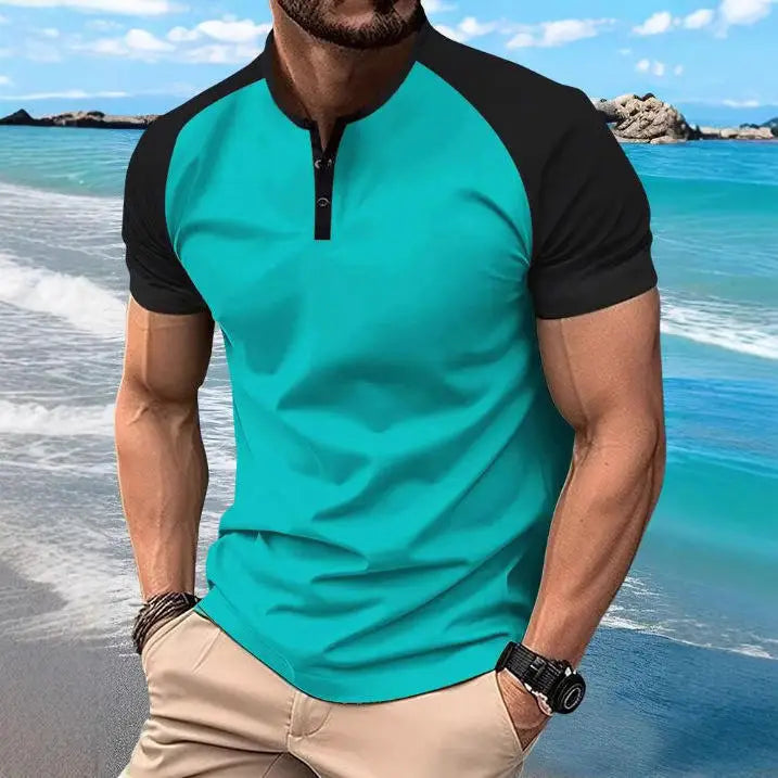 Men's Summer Quick-dry  Shirt Button-down Henry Collar Sport  Top Thin Cool Sensation Pure Color Other Style