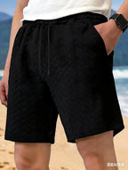 Luxury Shorts Men'S Jacquard Loose Solid Color Drawstring Casual Short Pants Summer Casual Wide Leg Loose Sweatpants For Man