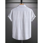 Men's Pure Color Flat Button Casual Short Sleeve Shirt Autumn Winter New Style Slim Fit Comfortable Breathable Fashionable