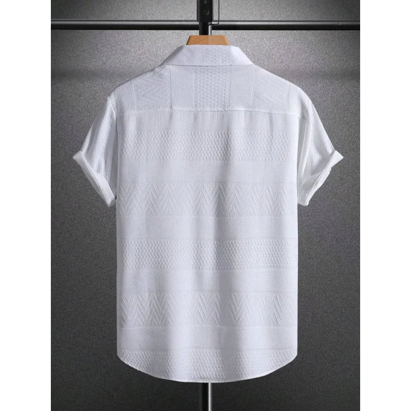 Men's Pure Color Flat Button Casual Short Sleeve Shirt Autumn Winter New Style Slim Fit Comfortable Breathable Fashionable