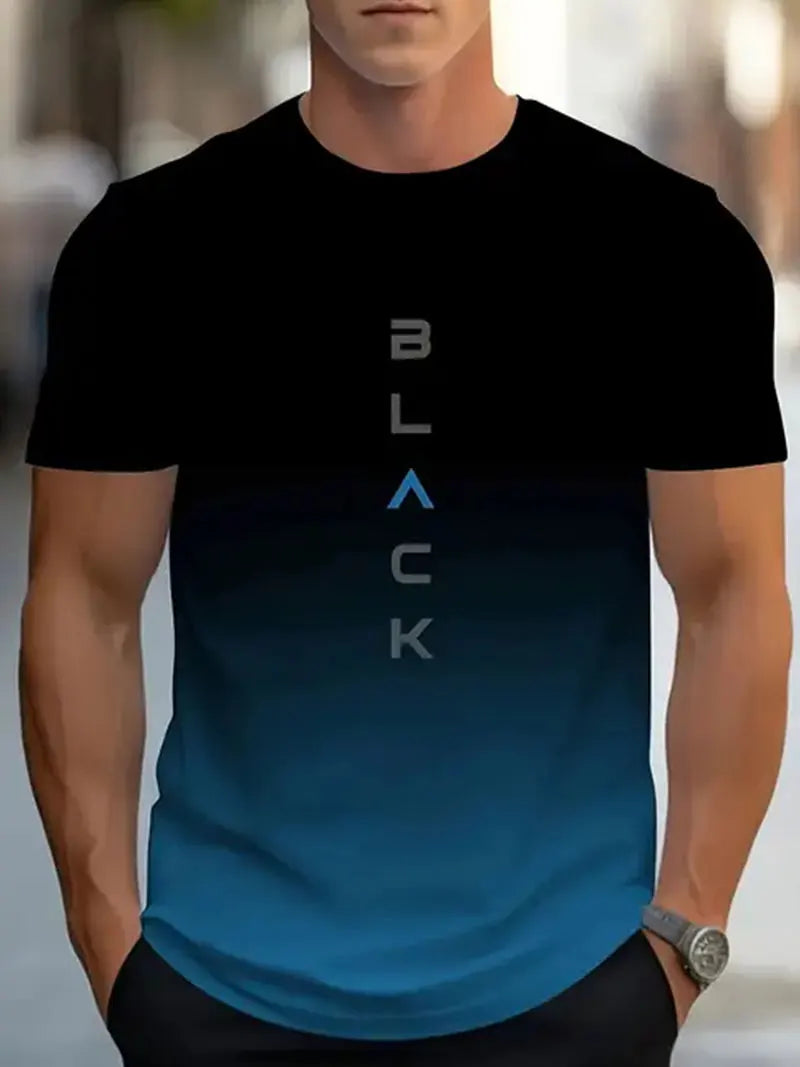 Men's Gradient Color Pattern TShirt Casual BreathO-Neck Short Sleeve Tee For Outdoor Activities Summer Oversized Streetwear Tops