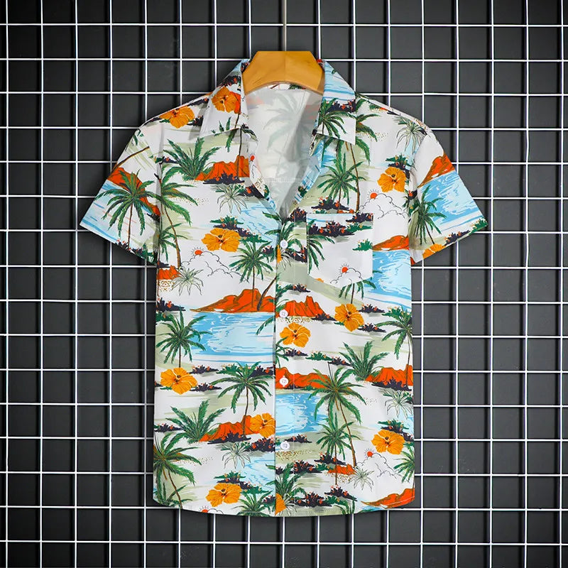 Men's Short Sleeve Printed Shirt Haibinzoulu Fashion Tops Casual Summer Tee