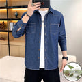 New Men's Denim Shirt Pure Cotton Washed Fashion Top Youth Style Japanese Design Autumn Collection Slim Fit Long Sleeve Casua...