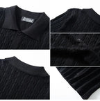 Summe Embroidery Men's Short Sleeved Fashion knitted Shirt 2025 Men's Business Solid Color Casual Button Cardigan POLO Shirt Top