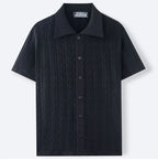 Summe Embroidery Men's Short Sleeved Fashion knitted Shirt 2025 Men's Business Solid Color Casual Button Cardigan POLO Shirt Top