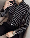 Men's Shirt Casual Shirt Button Up Shirt Long Sleeve Vertical Stripes Lapel Daily Clothing Apparel Fashion Casual Comfortable