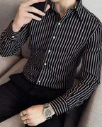 Men's Shirt Casual Shirt Button Up Shirt Long Sleeve Vertical Stripes Lapel Daily Clothing Apparel Fashion Casual Comfortable