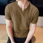 Men's Sporty V-Neck T-Shirt Breathable Casual Summer Top Comfortable Advanced Feeling Male Model Summer Season Crew Neck