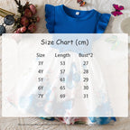 Summer New Girl's Butterfly Printed Dress 3-7Y Flying Sleeves Children's Cute Casual Dresses Girls Fashion Clothing
