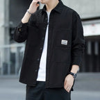 Men's Pure Cotton Long Sleeve Shirt Vintage Workwear Simple Style Autumn Winter New Arrival Casual Versatile Top Youth Fashion