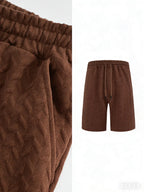 Luxury Shorts Men'S Jacquard Loose Solid Color Drawstring Casual Short Pants Summer Casual Wide Leg Loose Sweatpants For Man