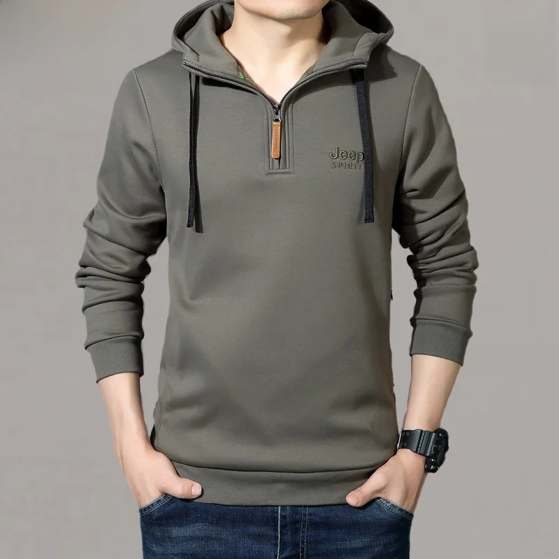 Spring Autumn Casual Hoodie Men Loose Fce Long Sve T-irt Sports Outerwear Comfortable Breathable Cotton Polyester Blend