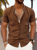 The new men's short-sleeved shirt for summer 2025 is breathable lightweight casual and fashionable with striped prints