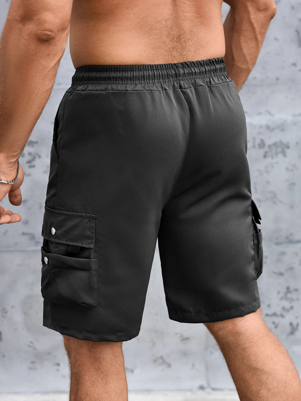 Men's Solid Cargo Shorts with Flap Pockets, Versatile And Trendy for Summer Outdoors And Sports Wear, 100% Polyester