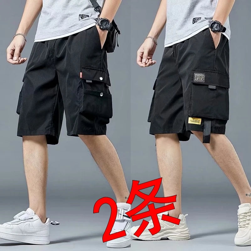 Loose Casual Basketball Shorts for Men Summer Trendy American Style Loose plus Size Workwear Five-Quarter Length Pants