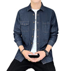 New Men's Denim Shirt Pure Cotton Washed Fashion Top Youth Style Japanese Design Autumn Collection Slim Fit Long Sleeve Casua...