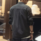 Retro American Workwear Long Sleeve Men's Denim Shirt Jacket Autumn Loose Hunting Style Casual Fashion Outerwear Coat