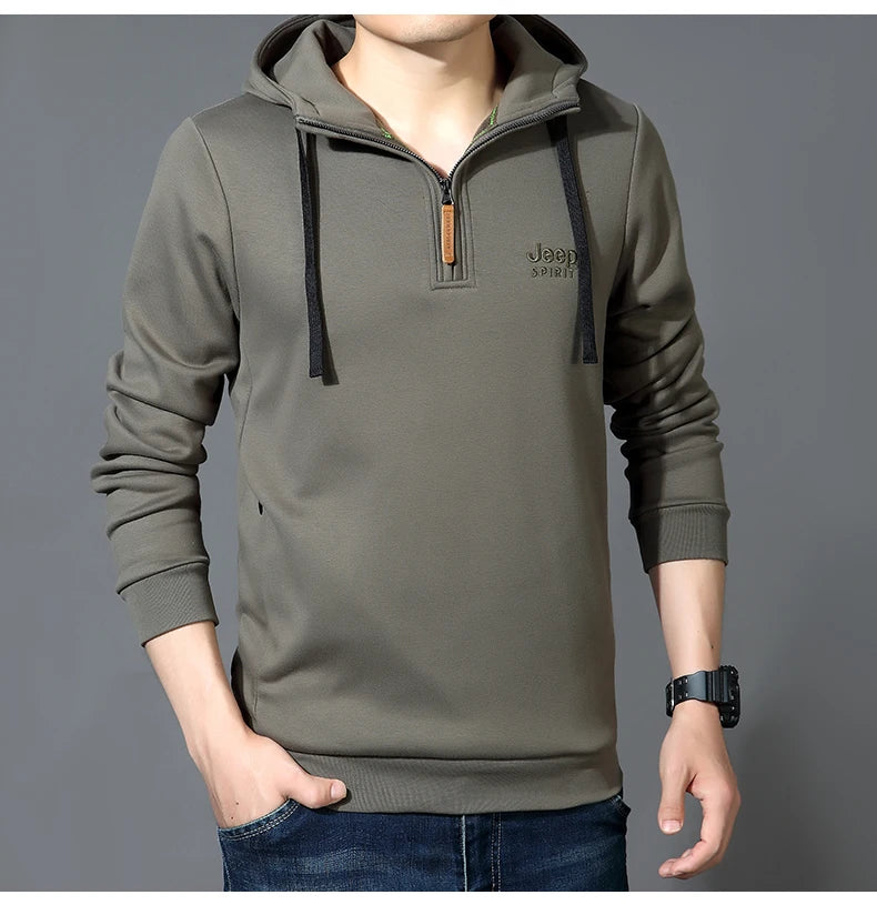 Spring Autumn Casual Hoodie Men Loose Fce Long Sve T-irt Sports Outerwear Comfortable Breathable Cotton Polyester Blend