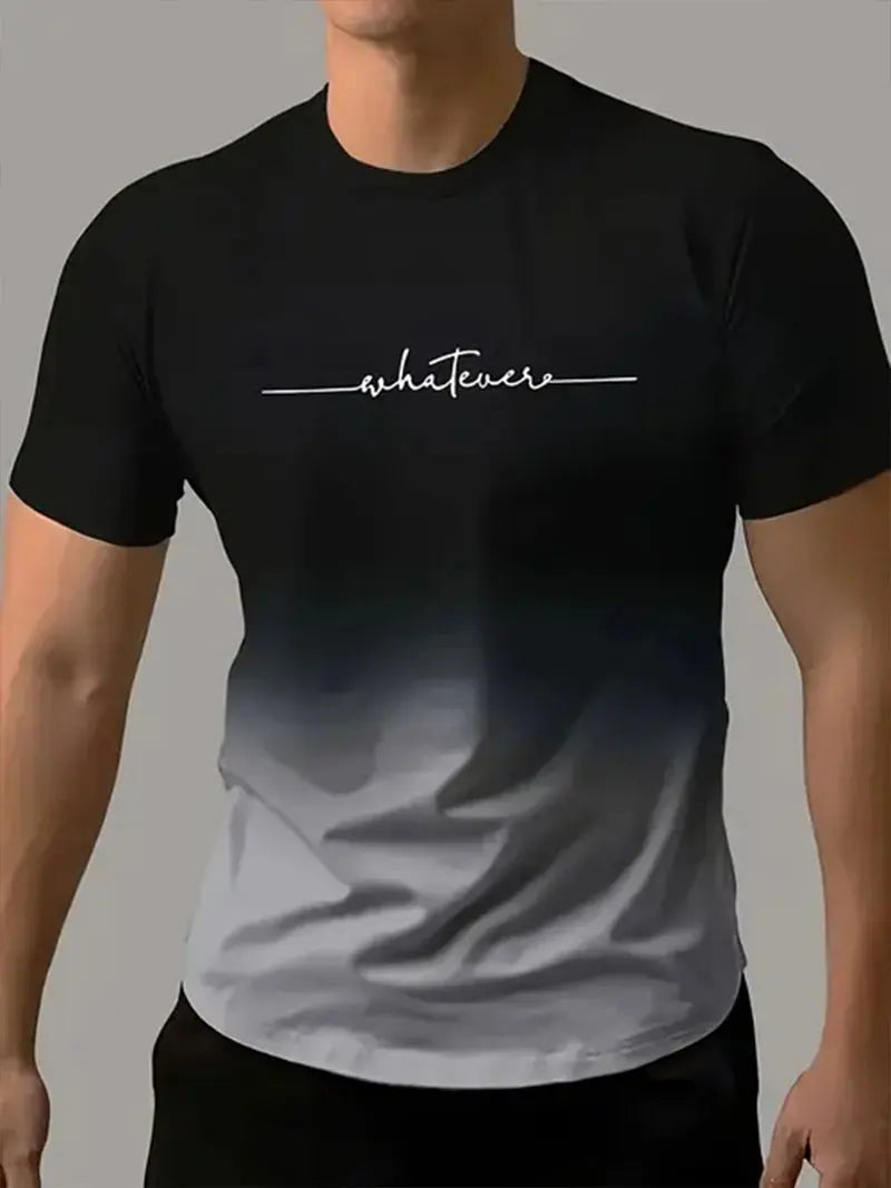 Men's Gradient Color Pattern TShirt Casual BreathO-Neck Short Sleeve Tee For Outdoor Activities Summer Oversized Streetwear Tops