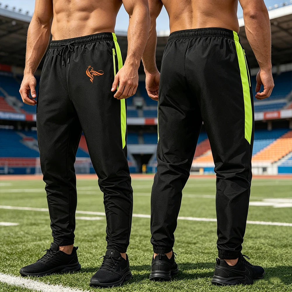 Men's Athletic Pants with Side Stripe Phoenix Print with Elastic Drawstring Waist and Zipper Pockets for Gym Training Running