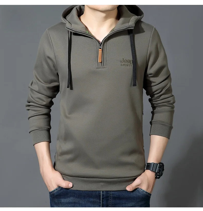 Spring Autumn Casual Hoodie Men Loose Fce Long Sve T-irt Sports Outerwear Comfortable Breathable Cotton Polyester Blend