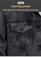 Casual Men's Denim Jacket Spring Autumn American Simple Trendy Hoodie Detachable Breathable Wear Resistant Windproof Sweat AB...