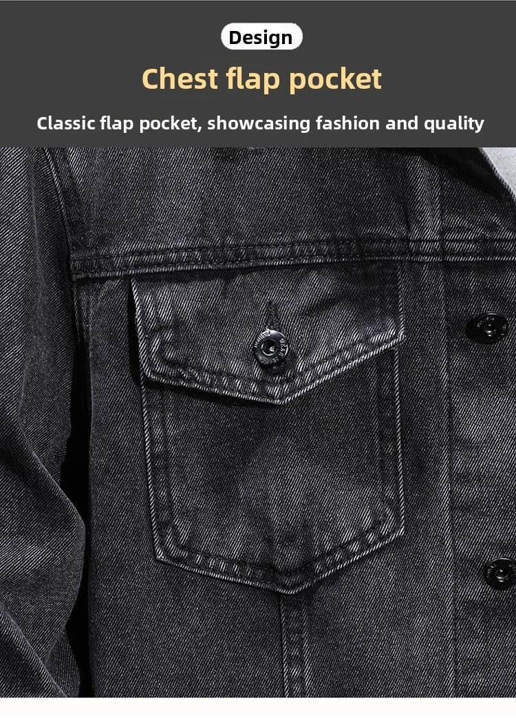 Casual Men's Denim Jacket Spring Autumn American Simple Trendy Hoodie Detachable Breathable Wear Resistant Windproof Sweat AB...