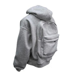 Men Backpack Sweatshirt Coat Long Sleeve Zipper Closure Hoodie with Schoolbag Design Solid Color Loose Fit Outerwear